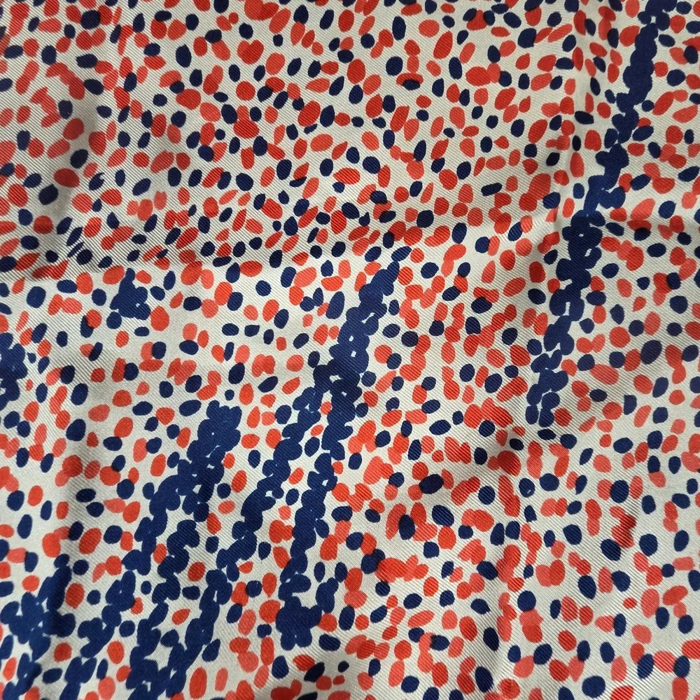Bill Blass Scarf Women OS Red Blue Pebble Print Excellent Silk Signature Square‎